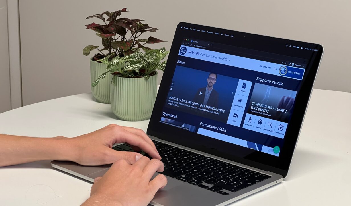 Interfaccia del sito web di DAS, progettata in seguito ai test di usabilità condotti da Slooow.