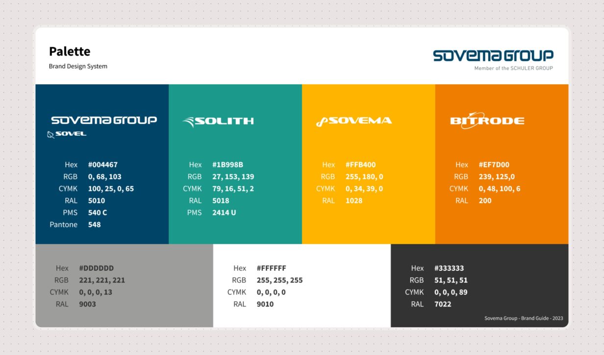 Palette colori del brand.