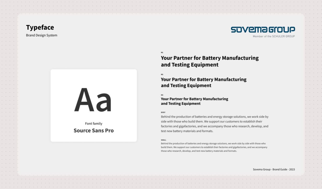 Definizione del font secondo il Brand Design System: Source Sans Pro.