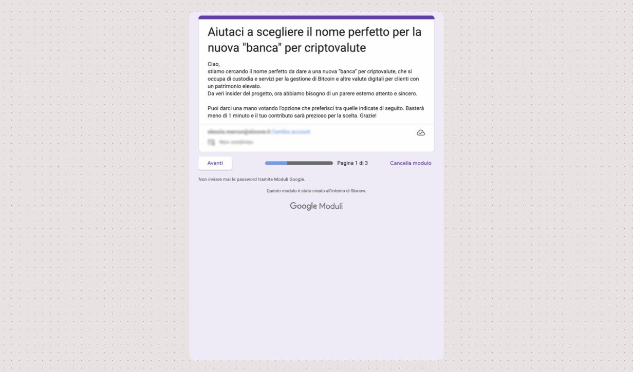 Questionario naming CheckSig